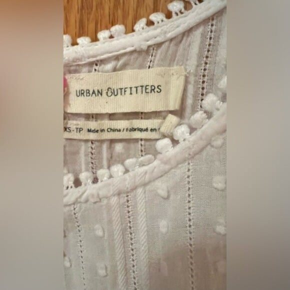Urban Outfitters Cotton White Swiss Dot Swing Lined Boho Mini Dress Size XS - Picture 5 of 10